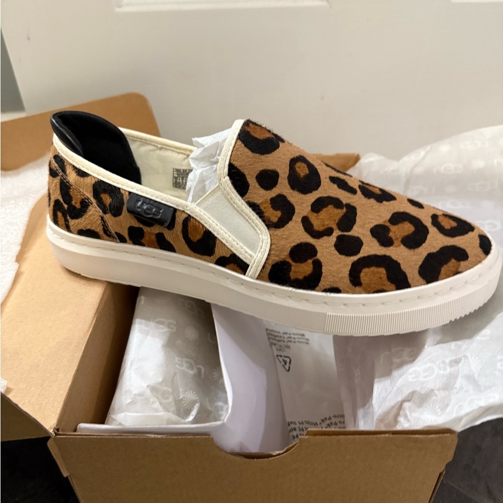 UGG Tan and Black Animal Print Slip-On Shoes